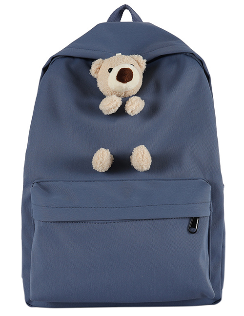 Fashion Blue Doll Bear Oxford Backpack