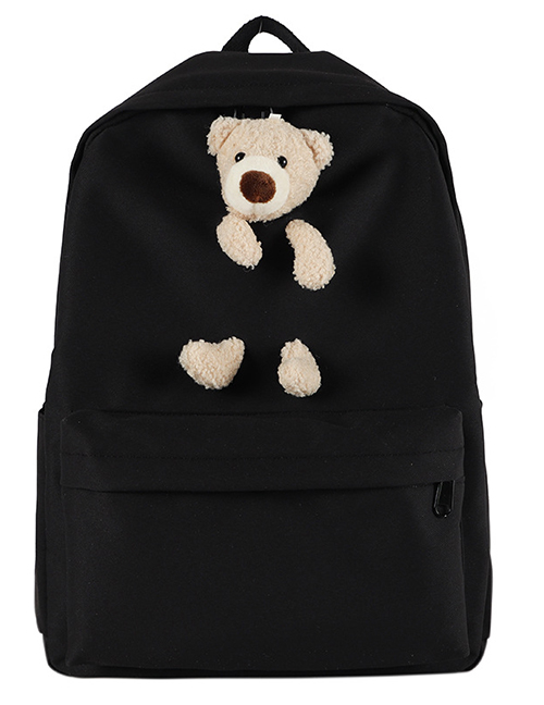 Fashion Black Doll Bear Oxford Backpack