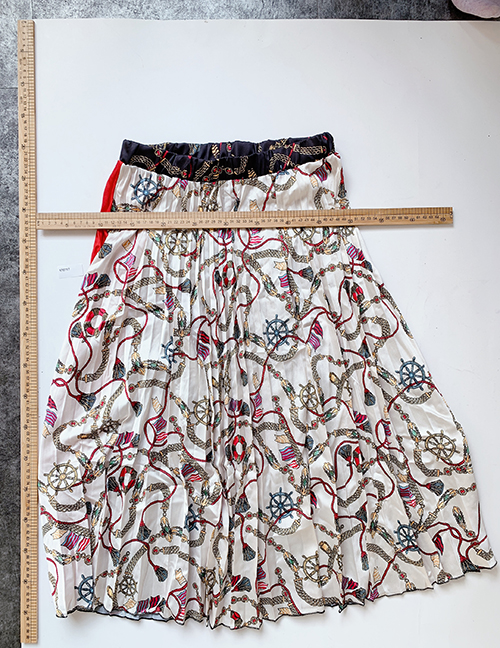 Fashion Beige Chain Print Geometric Chain Print Skirt