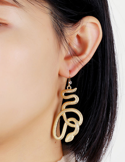 Fashion Gold Color Snake-shaped Winding Alloy Hollow Earrings