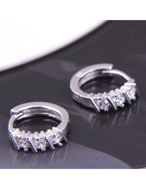 Fashion Silver Color Zircon Round Alloy Earrings