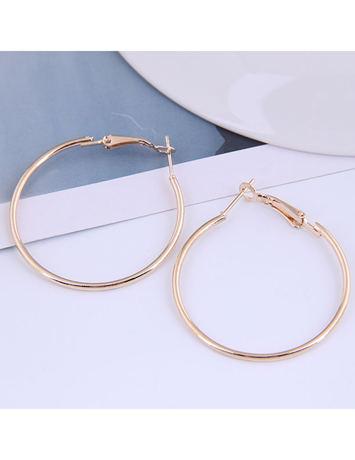 Fashion Gold Color 40mm Glossy Round Alloy Earrings
