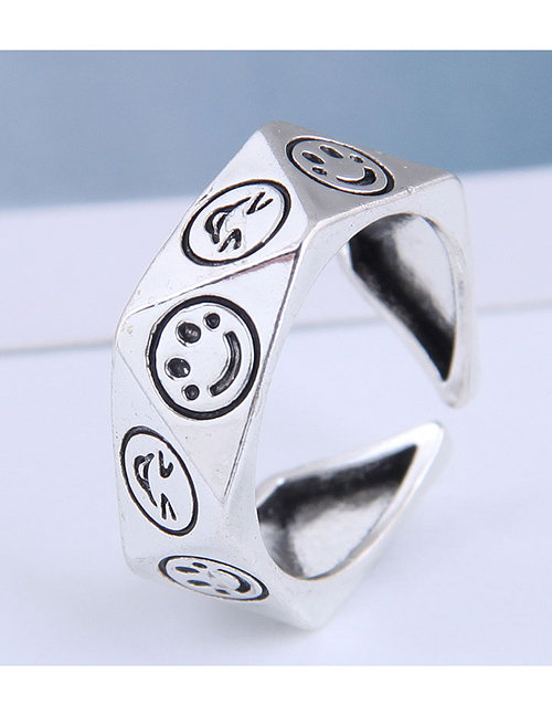 Fashion Silver Color Irregular Smiley Open Ring