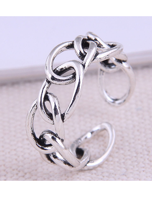 Fashion Silver Thick Chain Hollow Open Ring