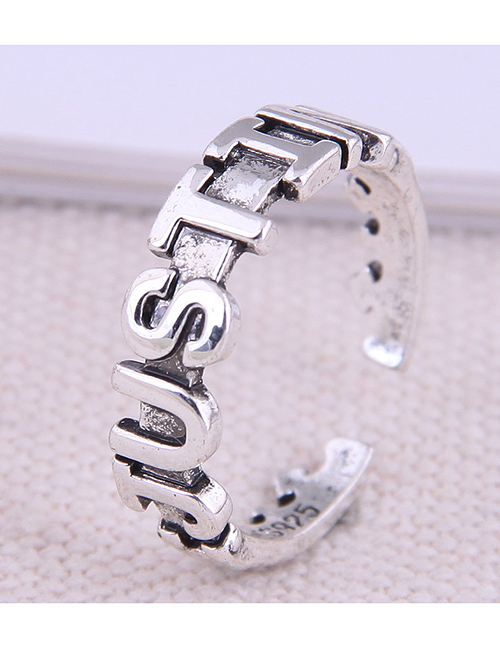 Fashion Silver Alphabet Alloy Open Ring