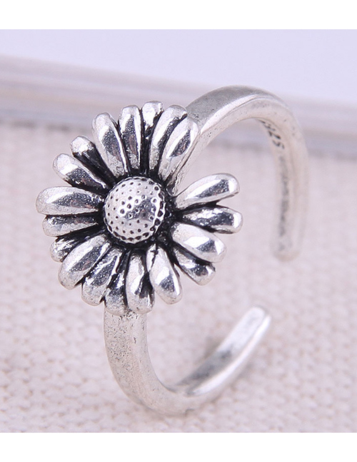 Fashion Silver Daisy Alloy Open Ring