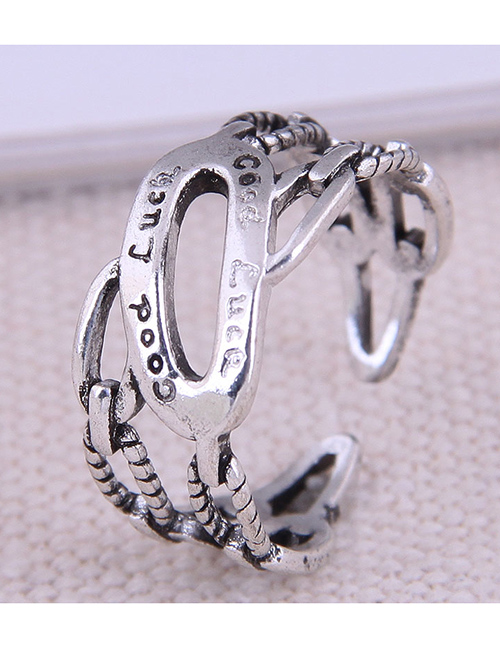 Fashion Silver Letter Cross Geometry Alloy Open Ring