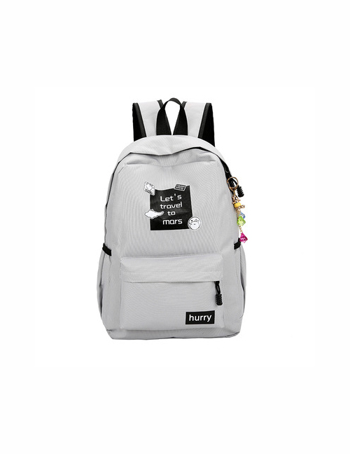 Fashion Gray Letter Logo Nylon Backpack