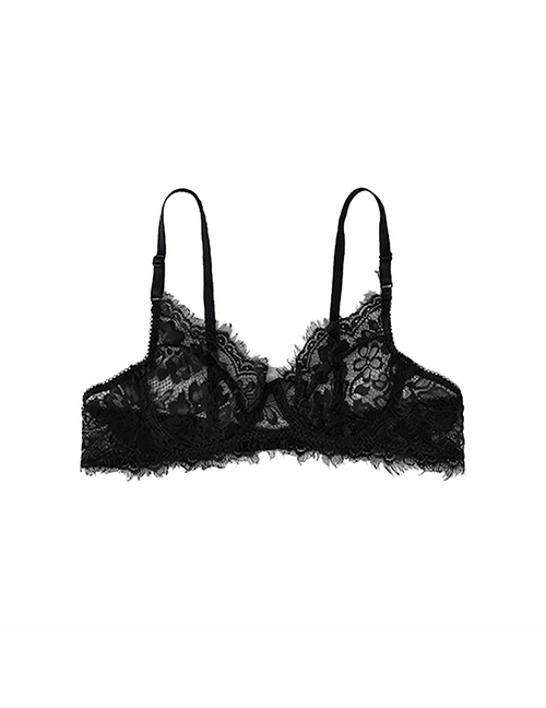 Black Lace Flower Embroidery Bra