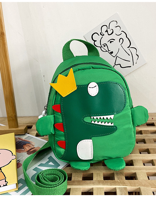 Fashion Green Nylon Cloth Dinosaur Stitching Childrens Backpack