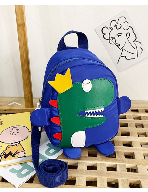 Fashion Blue Nylon Cloth Dinosaur Stitching Childrens Backpack
