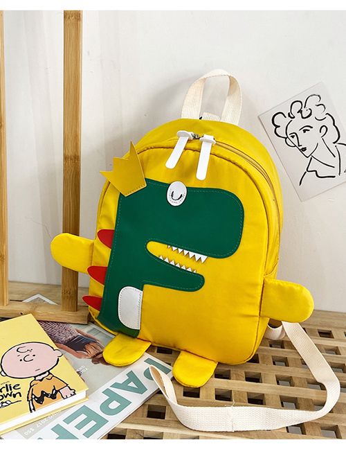 Fashion Yellow Tuba Nylon Cloth Dinosaur Stitching Childrens Backpack