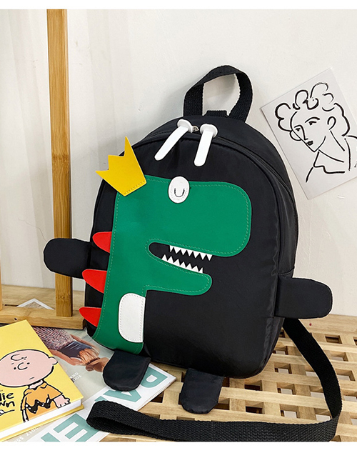 Fashion Black Large Nylon Cloth Dinosaur Stitching Childrens Backpack