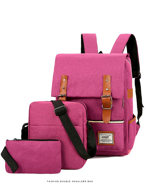 Fashion Purple Belt Buckle Stitching Large Capacity Mens Backpack Suit
