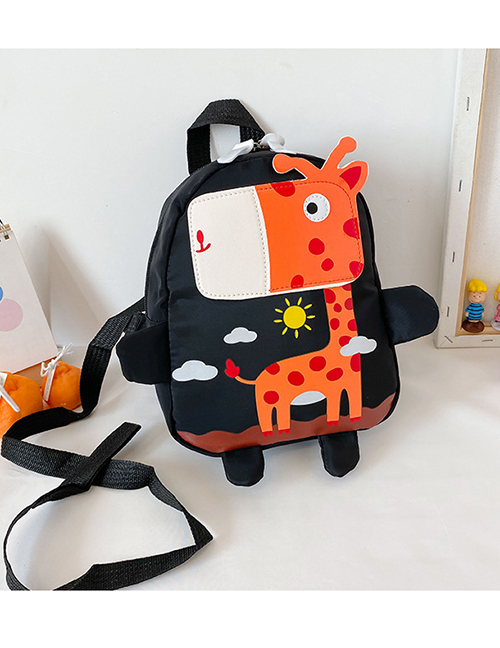 Fashion Giraffe Black Giraffe And Zebra Stitching Print Kids Backpack