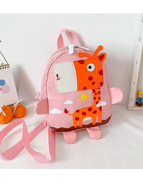 Fashion Giraffe Powder Giraffe And Zebra Stitching Print Kids Backpack