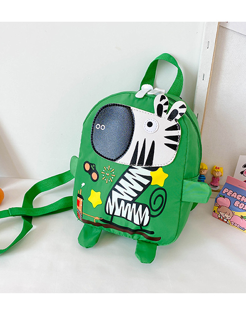 Fashion Zebra Green Giraffe And Zebra Stitching Print Kids Backpack