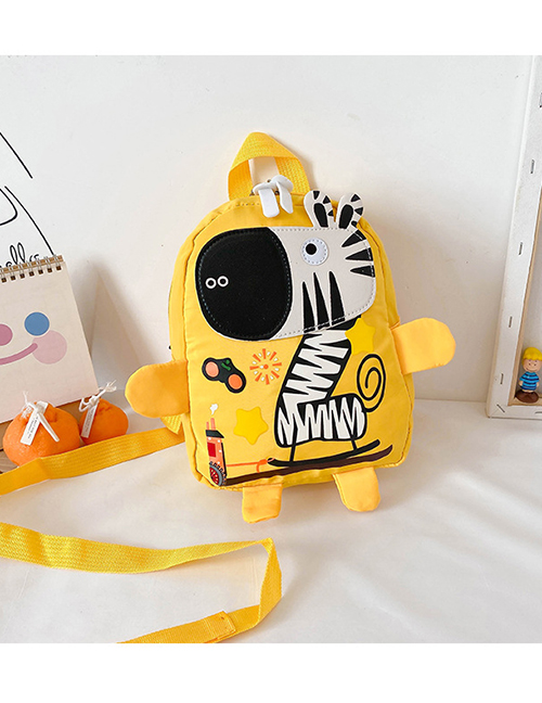 Fashion Zebra Yellow Giraffe And Zebra Stitching Print Kids Backpack