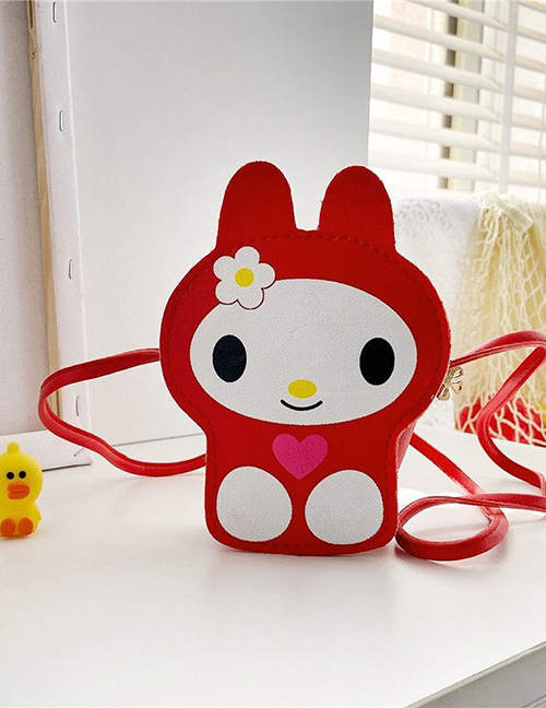 Fashion Red Bunny Cat And Rabbit Print Kids One-shoulder Messenger Bag