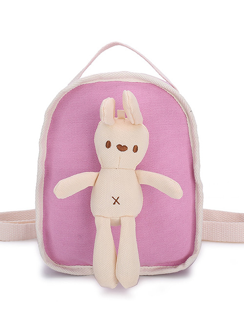 Fashion Pink Rabbit Doll Stitching Canvas Childrens Backpack