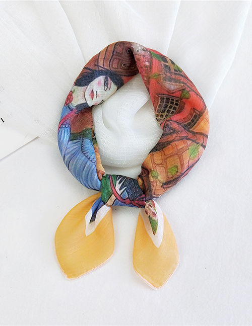 Fashion Cotton Sister Flower Thin Cotton And Linen Print Small Square Scarf