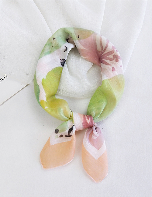Fashion Cottonseed Big Flower Thin Cotton And Linen Print Small Square Scarf