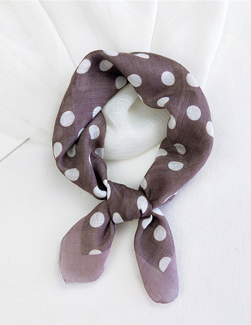 Fashion Polka Dot Lotus Root Flour With Cotton Frame Thin Cotton And Linen Print Small Square Scarf