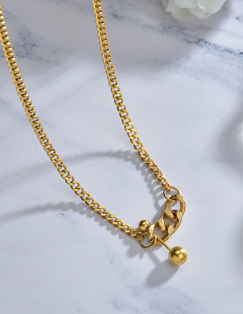 Fashion Gold Color Titanium Steel Heavy Industry Balance Ball Necklace