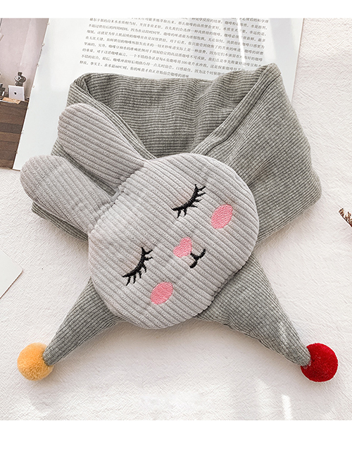 Fashion Bunny [gray] 1-8 Years Old Bunny Striped Strawberry Childrens Thick Warm Cotton And Linen Scarf