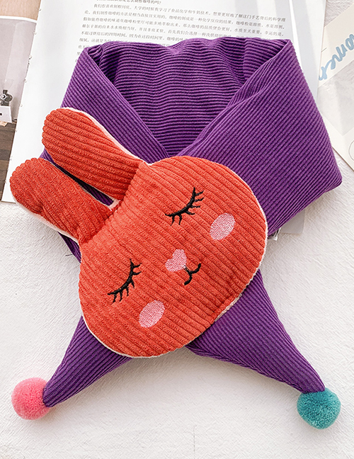 Fashion Bunny [purple] 1-8 Years Old Bunny Striped Strawberry Childrens Thick Warm Cotton And Linen Scarf