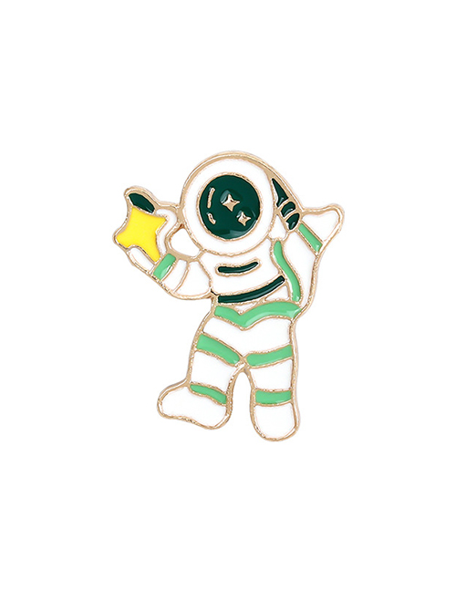 Fashion Astronaut Green Dripping Alloy Alien Astronaut Moon Star Brooch