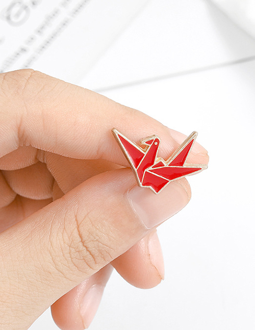 Fashion Red Thousand Paper Crane Alloy Paint Brooch