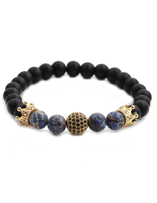 Fashion Emperor Yellow Royal Blue Emperor Stone Crown Diamond Ball Copper Beads Beaded Bracelet Set