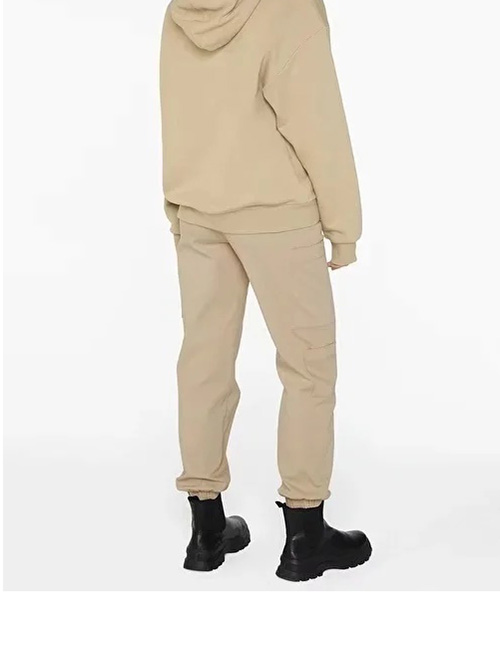 Fashion Khaki Loose Tie Solid Color Trousers