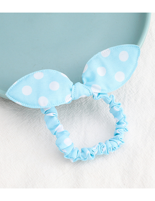 Fashion Blue Polka Dot Printed Fabric Bow Hair Rope