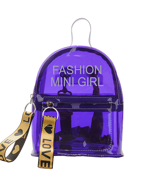 Fashion Purple Jelly Letter Print Kids Backpack