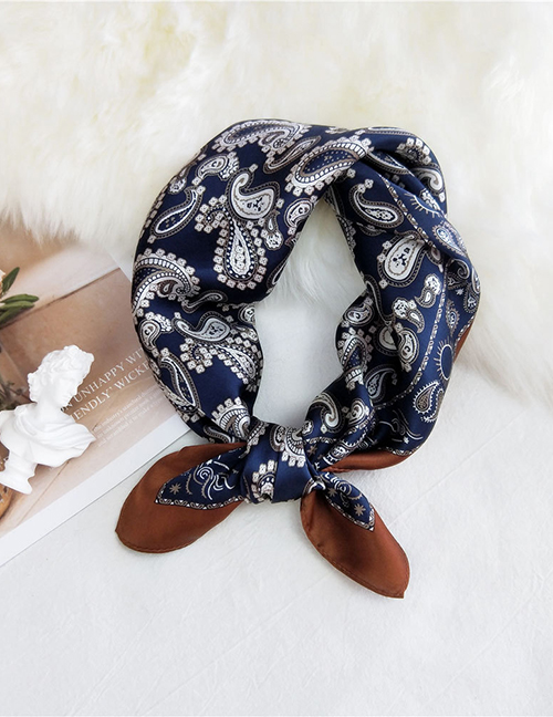 Fashion Butterfly Cashew Nut Navy Brown Edge Silk Polka Dot Print Animal Butterfly Small Square Scarf
