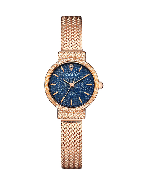Fashion Blue Waterproof Strap Quartz Bracelet Watch With Chain Subdial