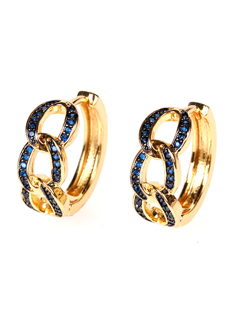 Fashion Blue Diamond 8-shaped Chain Earrings