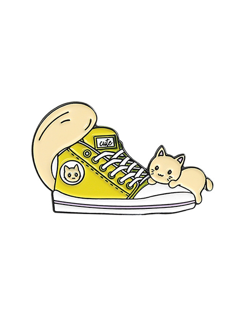 Fashion Kitten Shoe Birdie Alloy Paint Cat Dripping Brooch