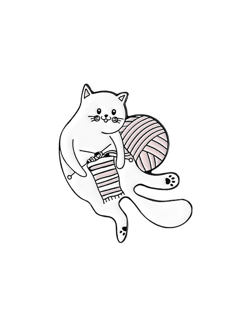 Fashion Kitten Yarn Cat Reading Book Cat Thread Ball Drip Oil Alloy Pin
