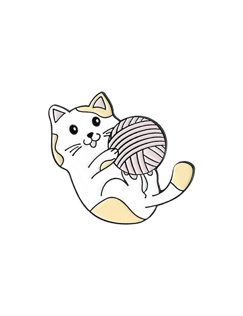 Fashion Kitten Yellow Yarn Cat Reading Book Cat Thread Ball Drip Oil Alloy Pin
