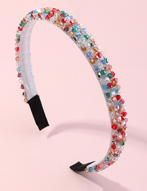 Fashion Color Checked Rhinestone Beaded Geometric Headband (Random color diamonds)