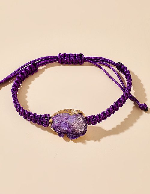 Fashion Purple Geometric Water Droplets Imitation Natural Stone Resin Cord Hand-woven Anklet