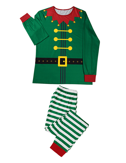 Fashion Dad Clown Christmas Parent-child Stripe Printed Long Sleeve Pajamas