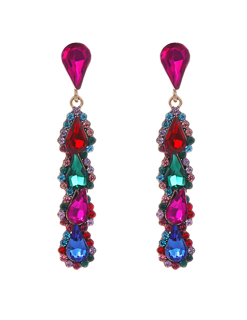 Fashion Color Alloy Diamond Drop Diamond Earrings