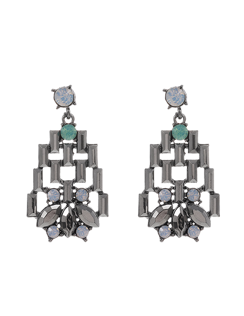 Fashion Gun Color Alloy Diamond Hollow Geometric Shape Earrings