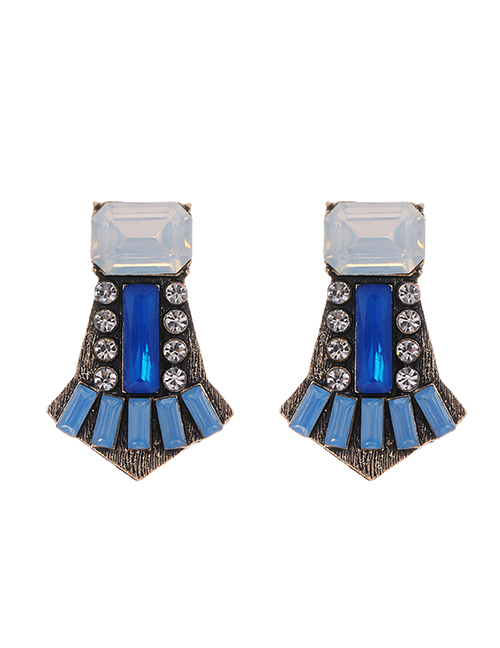 Fashion Blue Alloy Diamond Earrings