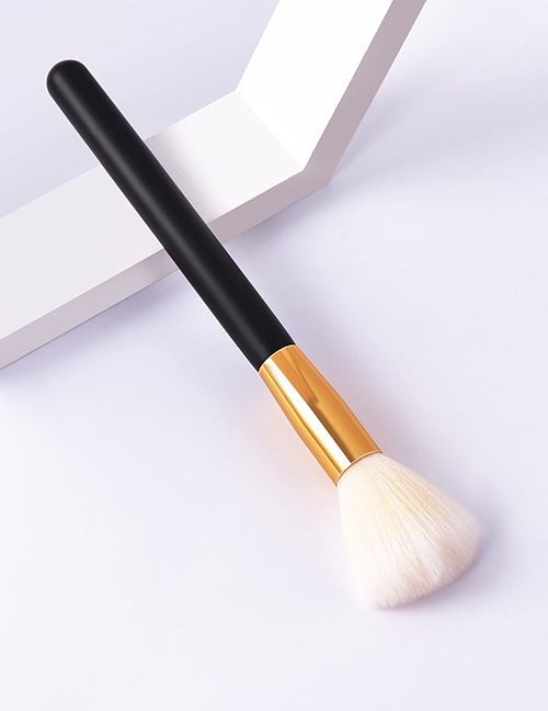 Fashion Single-black Gold-yellow White-loose Powder Color Makeup Brush With Wooden Handle And Aluminum Tube Nylon Hair