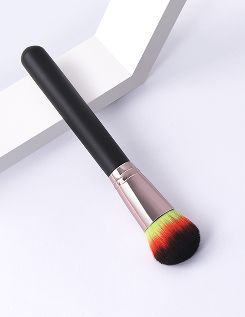 Fashion Single-black Coffee-loose Powder Color Makeup Brush With Wooden Handle And Aluminum Tube Nylon Hair